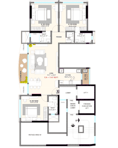 Image of 1147 Sq.ft 3 BHK Apartment / Flat for sale in Alliance Harmony, Wadala, Mumbai for Rs. 52500000