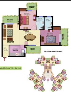 Image of 1150 Sq.ft 2 BHK Apartment / Flat for sale in SRS Residency, Sector 88, Faridabad for Rs. 8500000