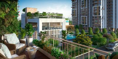 Balcony Image of 1450 Sq.ft 4 BHK Apartment / Flat for sale in Avana Phase 1, Tollygunge Kolkata for Rs. 17500000