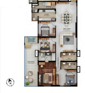 Floor Plan Image of 2209 Sq.ft 4 BHK Apartment / Flat for sale in Dhapa Kolkata for Rs. 40000000