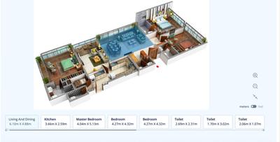 Floor Plan Image of 2500 Sq.ft 3 BHK Apartment / Flat for sale in Ceebros One 74, Raja Annamalai Puram Chennai for Rs. 99500100