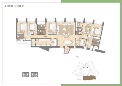 Floor Plan Image of 1400 Sq.ft 3 BHK Apartment / Flat for sale in Lodha Adrina, Lower Parel Mumbai for Rs. 74000000