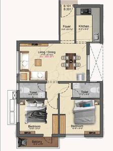 Image of 1038 Sq.ft 2 BHK Apartment / Flat for sale in Nemilicheri, Chennai for Rs. 7000000