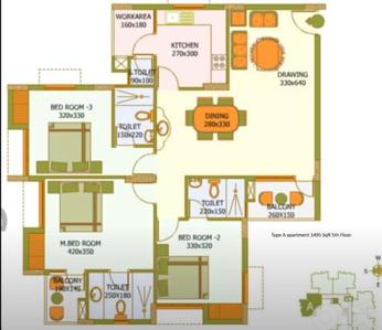 Image of 1495 Sq.ft 3 BHK Apartment / Flat for sale in Vennala, Kochi for Rs. 9600000