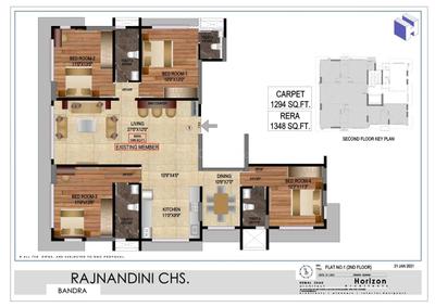 Image of 2200 Sq.ft 4 BHK Apartment / Flat for rent in Bandra West, Mumbai for Rs. 340000