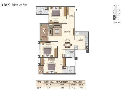 Image of 1250 Sq.ft 2 BHK Apartment / Flat for sale in Miracle Imperio Towers, Tathawade, Pune for Rs. 9500000