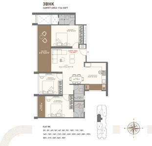 Image of 1574 Sq.ft 3 BHK Apartment / Flat for sale in Shaligram The Mile, Ravet, Pune for Rs. 14500000
