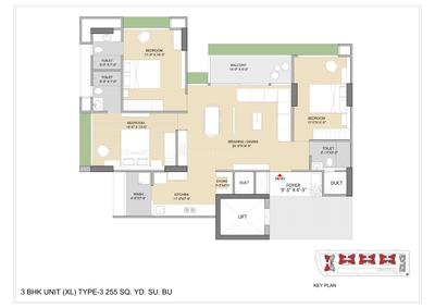Image of 2475 Sq.ft 3 BHK Apartment / Flat for sale in Laxmi Azzaro, Gota, Ahmedabad for Rs. 12925000