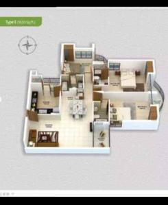 Floor Plan Image of 1630 Sq.ft 3 BHK Apartment / Flat for sale in Livit Harmony, Aluva Kochi for Rs. 9600000