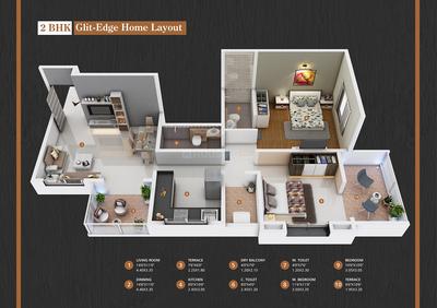 Image of 1066 Sq.ft 2 BHK Apartment / Flat for sale in Veddant Ganesh Bella Montana, Ravet, Pune for Rs. 6800000