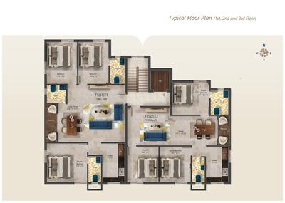Floor Plan Image of 1441 Sq.ft 3 BHK Apartment / Flat for sale in Puzhal Chennai for Rs. 9600000