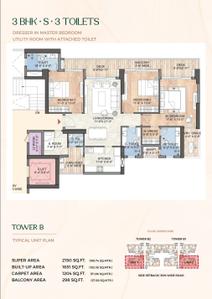 Floor Plan Image of 1930 Sq.ft 3 BHK Apartment / Flat for sale in Aditya Rosemont Residency Phase 1, Wave City Ghaziabad for Rs. 15438070