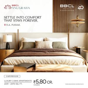 Bedroom Image of 2231 Sq.ft 3 BHK Apartment / Flat for sale in BBCL Anugraha, Raja Annamalai Puram Chennai for Rs. 58000000