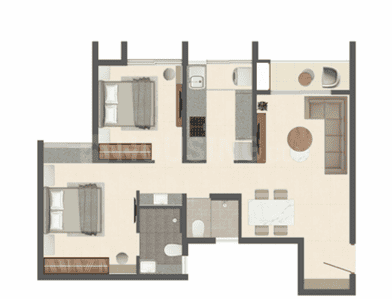 Image of 1003 Sq.ft 2 BHK Apartment / Flat for sale in Mahalunge, Pune for Rs. 6000000