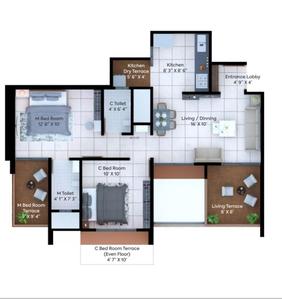 Image of 1340 Sq.ft 3 BHK Apartment / Flat for sale in Punawale, Pune for Rs. 6100000