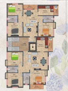 Image of 1131 Sq.ft 3 BHK Apartment / Flat for sale in Virugambakkam, Chennai for Rs. 13900000
