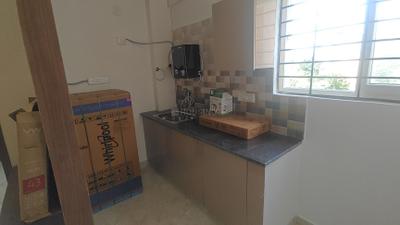Kitchen Image of 650 Sq.ft 1 BHK Apartment / Flat for rent in Thanisandra Bengaluru for Rs. 25000