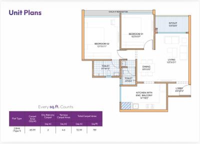Image of 1000 Sq.ft 2 BHK Apartment / Flat for sale in Goyal My Home Akurdi, Akurdi, Pune for Rs. 9900000