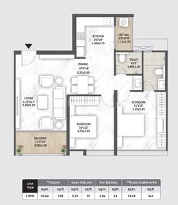 Image of 1095 Sq.ft 2 BHK Apartment / Flat for sale in Mantra Melange, Kharadi, Pune for Rs. 12100000