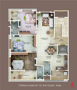 Image of 1610 Sq.ft 3 BHK Apartment / Flat for sale in Nagpur Plots, Mankapur, Nagpur for Rs. 7500000