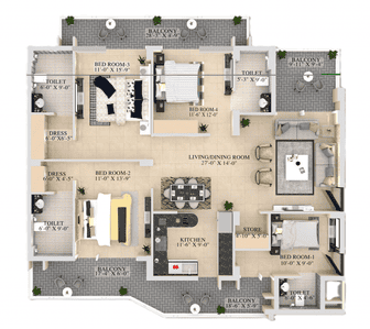 Image of 2363 Sq.ft 4 BHK Apartment / Flat for sale in Green Lotus Utsav, Gmada Aerocity, Mohali for Rs. 35995000