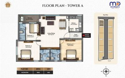 Image of 1651 Sq.ft 3 BHK Apartment / Flat for sale in Manapakkam, Chennai for Rs. 16000000