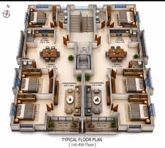 Image of 1240 Sq.ft 3 BHK Apartment / Flat for sale in New Town, Kolkata for Rs. 9900000