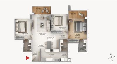 Image of 1300 Sq.ft 3 BHK Apartment / Flat for sale in Purva Silversky, Electronic City Phase 2, Bengaluru for Rs. 26500000