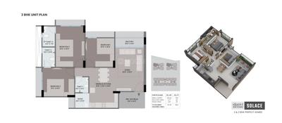 Image of 918 Sq.ft 3 BHK Apartment / Flat for sale in Saanvi Nirman Solace, South Bopal, Ahmedabad for Rs. 8000000