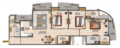 Image of 1200 Sq.ft 2 BHK Apartment / Flat for sale in Rishita Mulberry Heights Phase 3, Sushant Golf City, Lucknow for Rs. 16100000