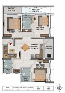 Image of 1547 Sq.ft 3 BHK Apartment / Flat for sale in JB Polaris, Dashabatia, Bhubaneswar for Rs. 8300000