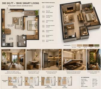 Image of 380 Sq.ft 1 BHK Apartment / Flat for sale in Kakkanad, Kochi for Rs. 3800000