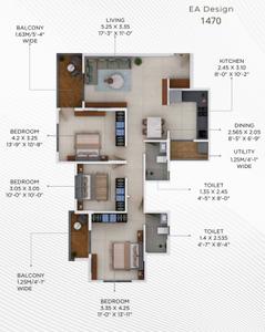 Image of 1470 Sq.ft 3 BHK Apartment / Flat for sale in Lakeshore Oasis, Besa, Nagpur for Rs. 5806500