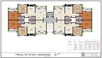 Floor Plan Image of 1098 Sq.ft 2 BHK Apartment / Flat for sale in Baramati Pune for Rs. 4500000