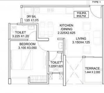 Image of 568 Sq.ft 1 BHK Apartment / Flat for sale in Kohinoor Tinsel County, Hinjawadi Phase 3, Pune for Rs. 6000000