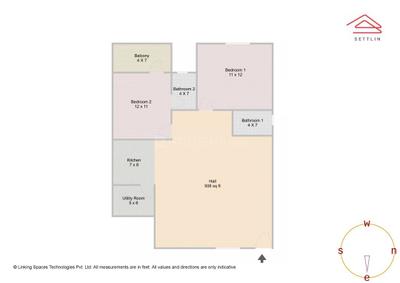 Image of 1119 Sq.ft 2 BHK Apartment / Flat for sale in Kruthi Sai Cambridge Residency by Kruthi Developers, Halasuru, Bengaluru for Rs. 13200000