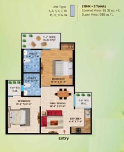 Image of 920 Sq.ft 2 BHK Apartment / Flat for sale in Shriram North View Apartment, Raj Nagar Extension, Ghaziabad for Rs. 5600000