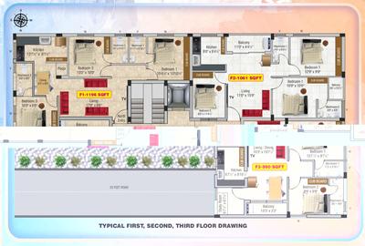Floor Plan Image of 990 Sq.ft 2.5 BHK Apartment / Flat for sale in Surapet Chennai for Rs. 6800100