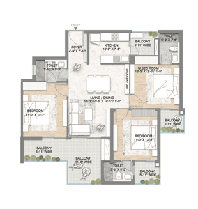 Image of 1600 Sq.ft 3 BHK Apartment / Flat for sale in M3M Crown, Sector 111, Gurgaon for Rs. 24000000