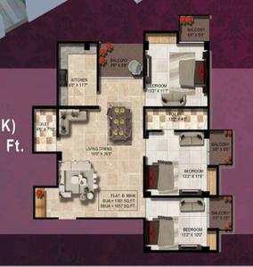 Image of 1468 Sq.ft 3 BHK Apartment / Flat for sale in Jalukbari, Guwahati for Rs. 7640000