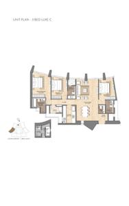 Floor Plan Image of 1400 Sq.ft 3 BHK Apartment / Flat for sale in Lodha Adrina, Lower Parel Mumbai for Rs. 74000000