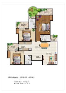 Image of 1664 Sq.ft 3 BHK Apartment / Flat for sale in Ajnara Grand Heritage, Sector 74, Noida for Rs. 24500000