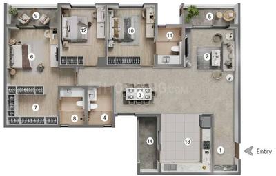 Image of 2205 Sq.ft 3 BHK Apartment / Flat for sale in Adarsh Premia, Banashankari, Bengaluru for Rs. 38500000