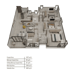 Image of 1366 Sq.ft 3.5 BHK Apartment / Flat for sale in Salarpuria Inspire Phase 1, New Town, Kolkata for Rs. 19900000
