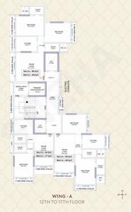 Floor Plan Image of 1200 Sq.ft 3 BHK Apartment / Flat for sale in Paintora Shree Varadvinayak Tower, Borivali West Mumbai for Rs. 34500000