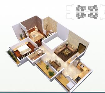 Image of 1080 Sq.ft 2 BHK Apartment / Flat for sale in Zingabai Takli, Nagpur for Rs. 3800000