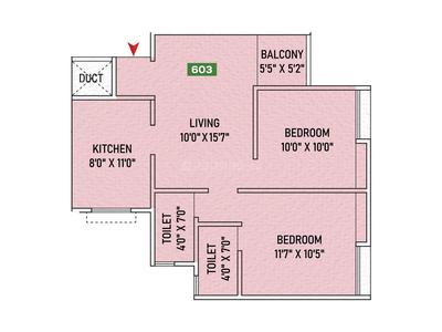 Image of 1090 Sq.ft 2 BHK Apartment / Flat for sale in Anshul Unity Towers, Handewadi, Pune for Rs. 5000000