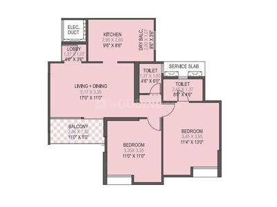Image of 1350 Sq.ft 3 BHK Apartment / Flat for sale in Gini Vivante, Kiwale, Pune for Rs. 8700000