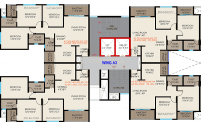 Image of 1368 Sq.ft 3 BHK Apartment / Flat for sale in Sahyadri Plumeria, Moshi, Pune for Rs. 8900000
