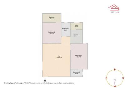 Image of 1073 Sq.ft 2 BHK Apartment / Flat for sale in Yelahanka, Bengaluru for Rs. 7500000